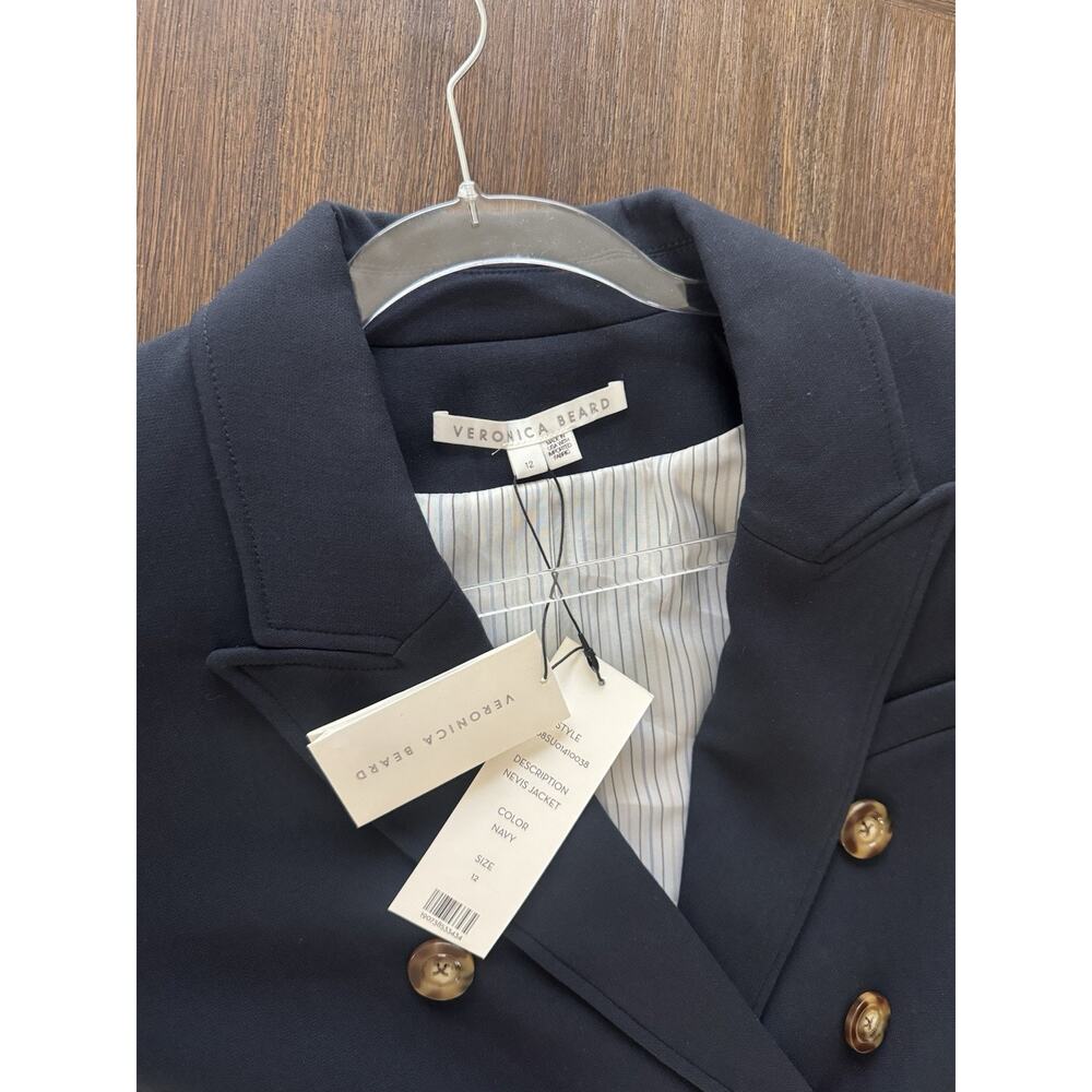 Veronica Beard Blazer Navy Blue Navis Cropped Dickey Jacket Womens 12 NWT - Picture 6 of 11